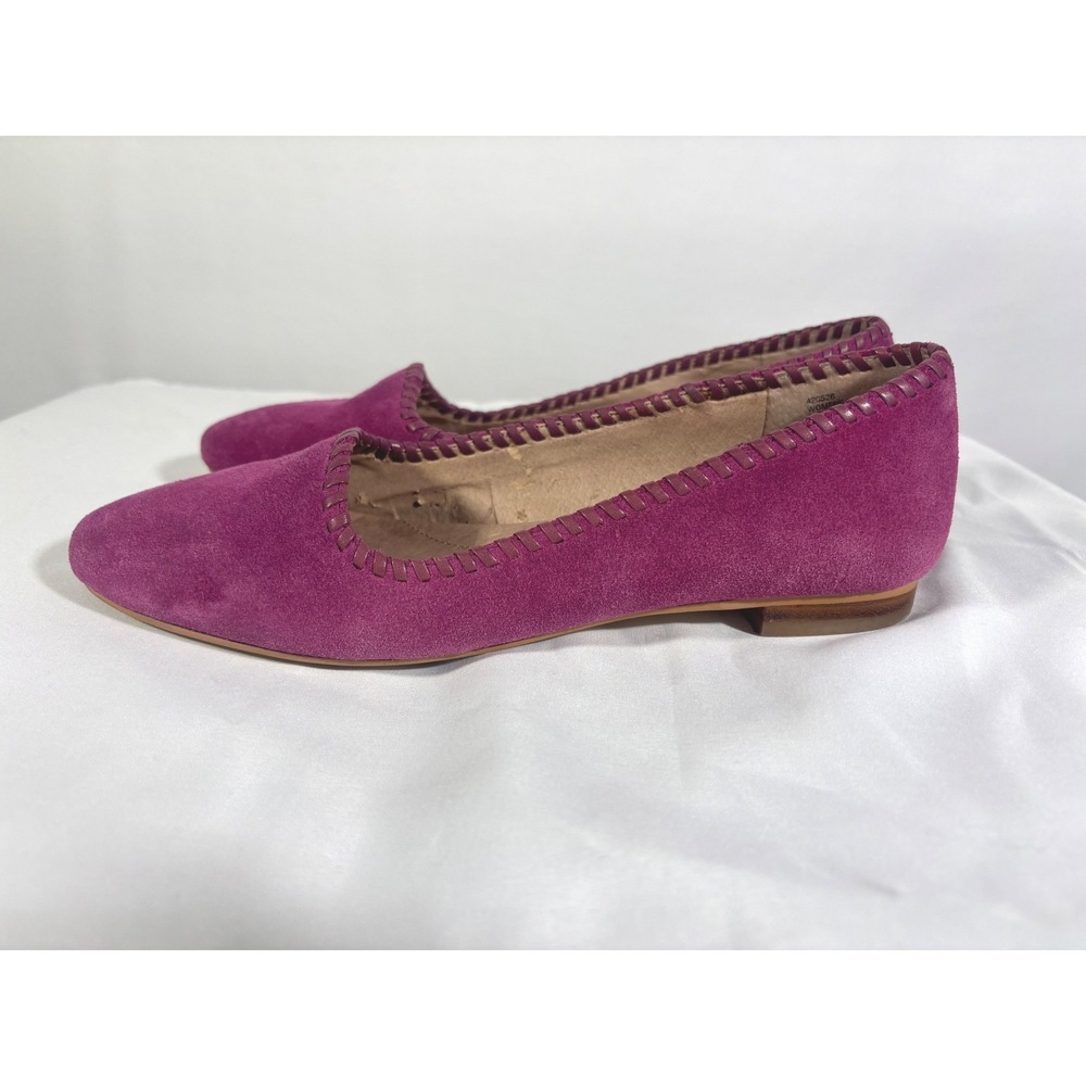 Classic Balletcore Preppy Lands End Suede Ballet Flats Women 7.5 Magenta Purple